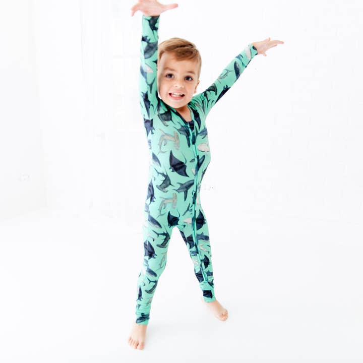 Dreamiere - Wholesale Jumpsuit - Baby - Kids The Shark Side Bamboo Convertible Footie7