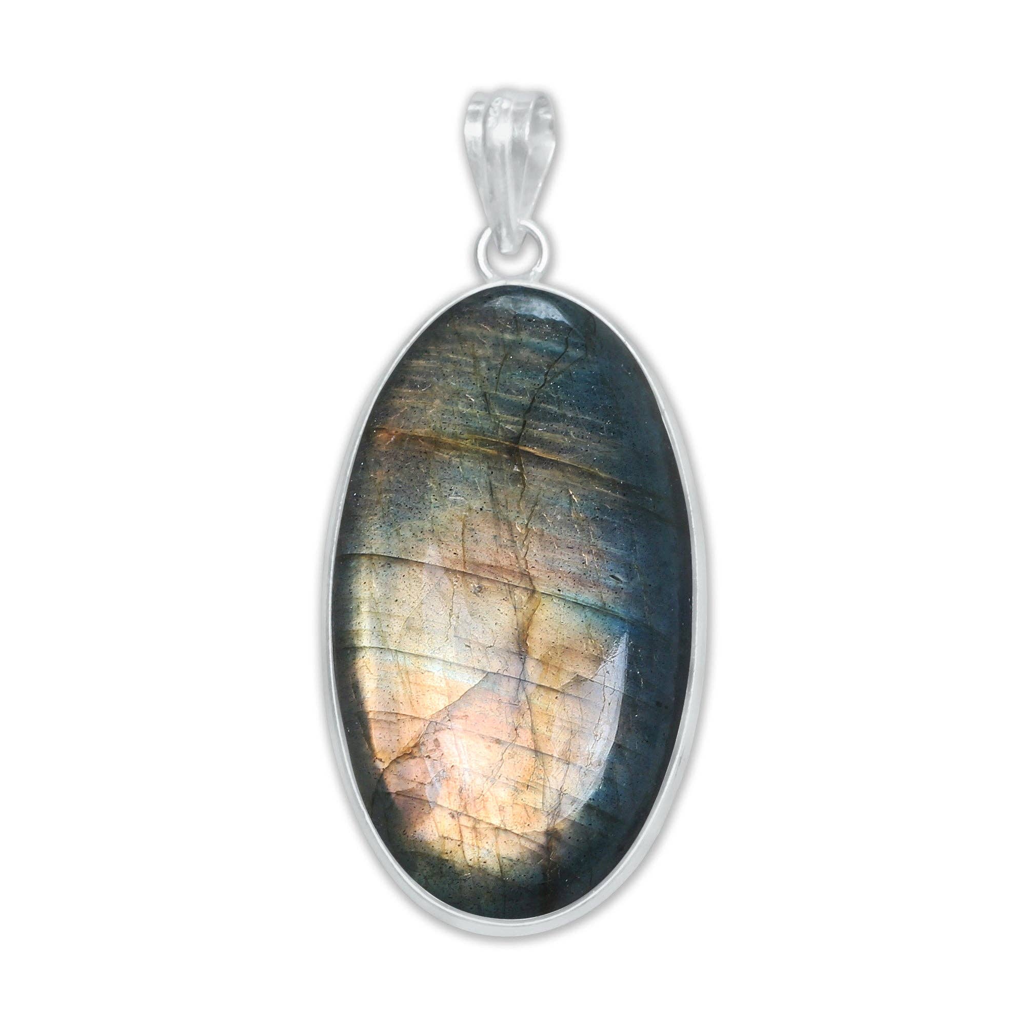 Handmade Jewels - Wholesale Individual Charm/Pendant - Labradorite Minimalist Pendants -  Handmade, Silver-Plated Brass, Wholesale12