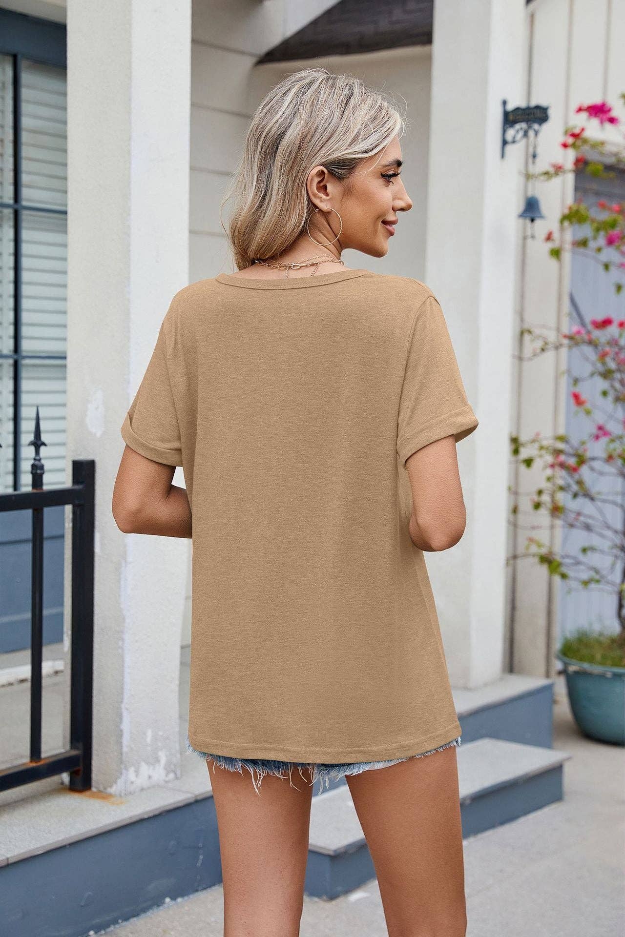 Lovesoft - Wholesale T-Shirt - Women's - V-Neck Loose Short Sleeve T-Shirt17