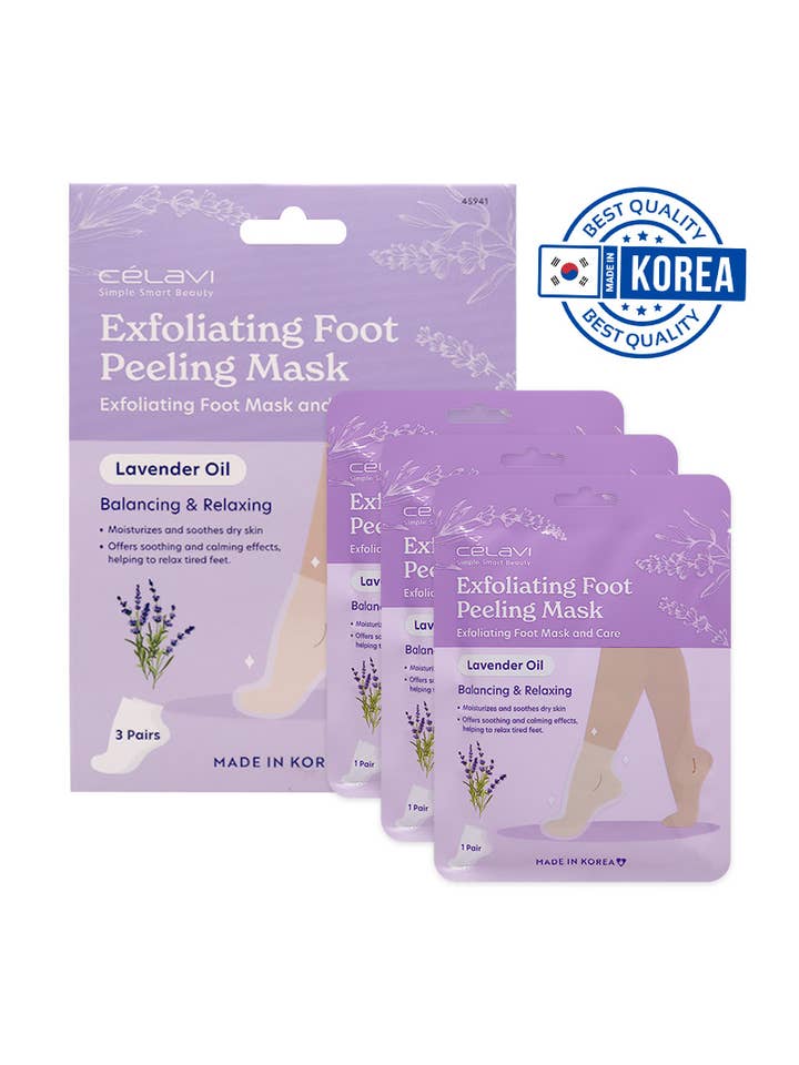 Celavi 45941 Lavender 3 Pairs Foot Peeling Mask Set - 1 set for wholesale by PINEAPPLE Beauty