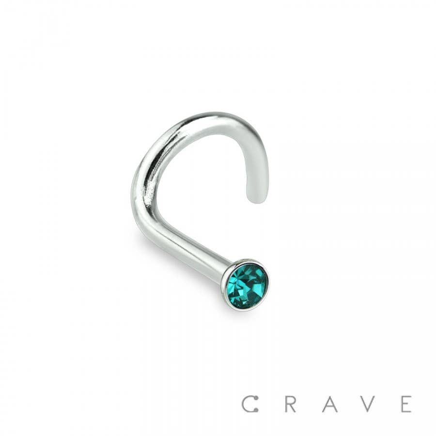 CRAVE - Wholesale Nose Ring - 316L SURGICAL STEEL 18GA NOSE SCREW FISH HOOK WITH GEM3