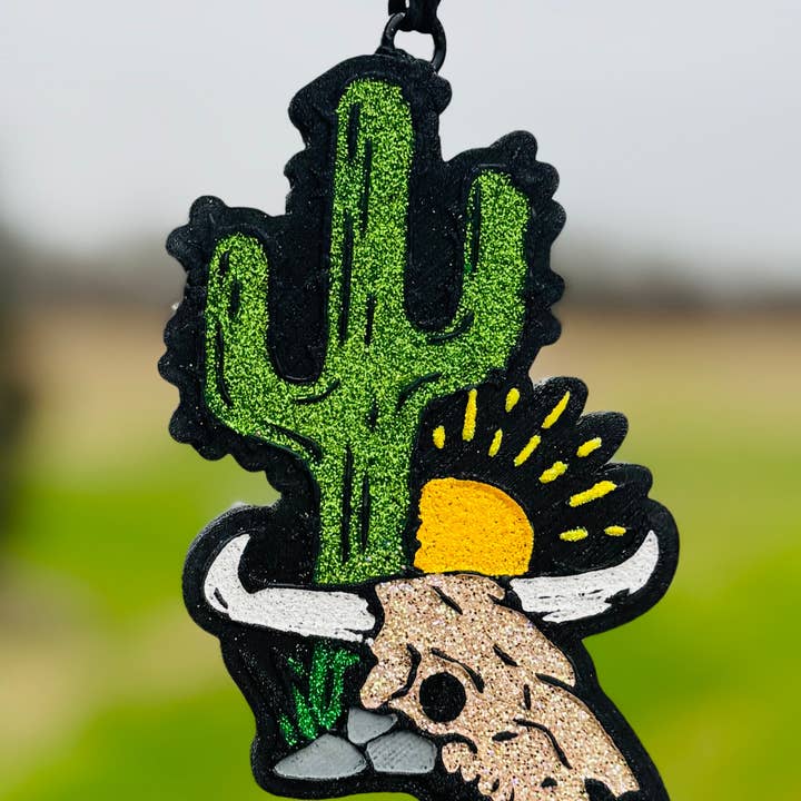 Cactus & Skull Western Scene Car Freshie/Car Scent for wholesale by Scent Story Freshies