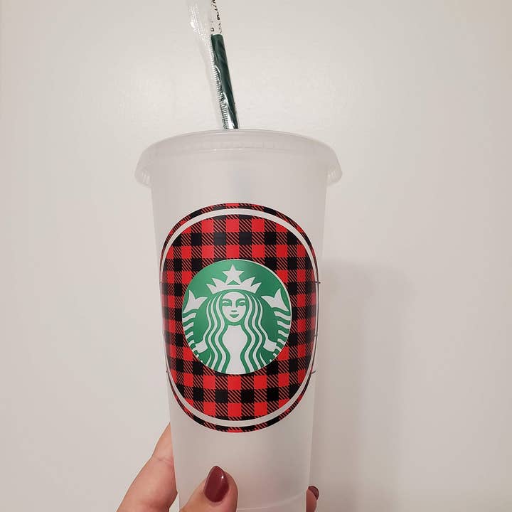 Red and Black Plaid Venti Starbucks Cold Cup for wholesale by Cre8tionsByCaitlynn