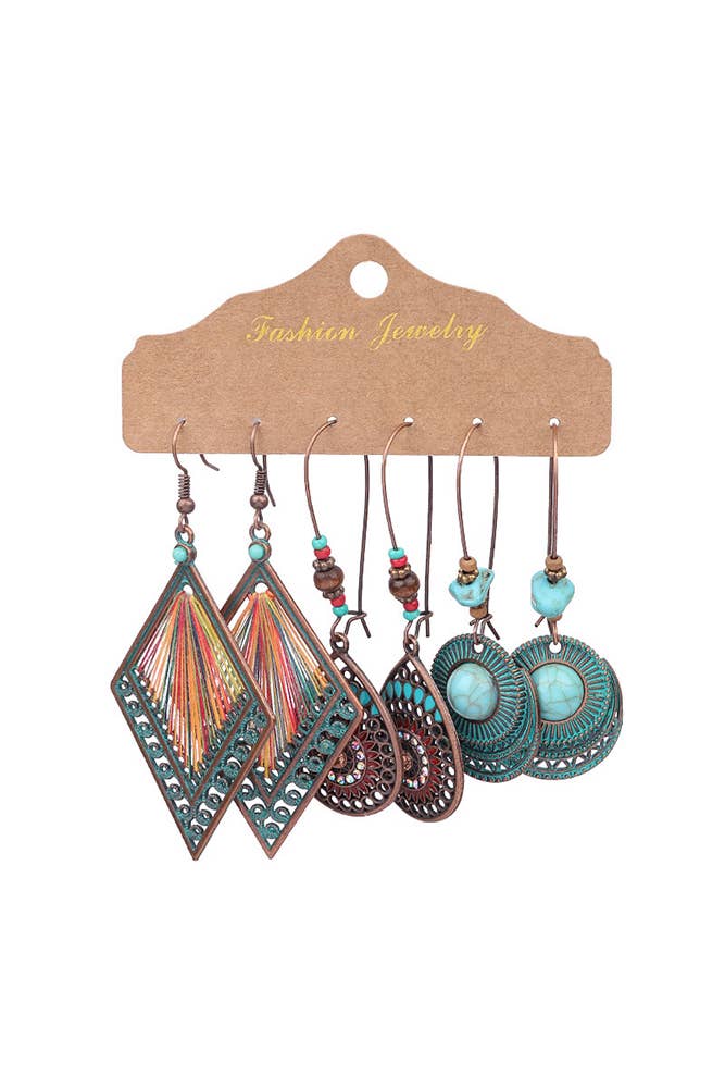 UNISHE – Conjunto de joias por atacado – Brincos Tassle Étnica Boho MOQ 5 Conjuntos HH0193