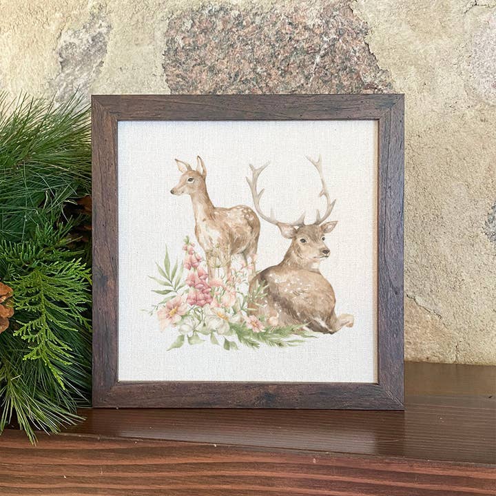 Floral Deer - Framed Sign for wholesale by North & Pine