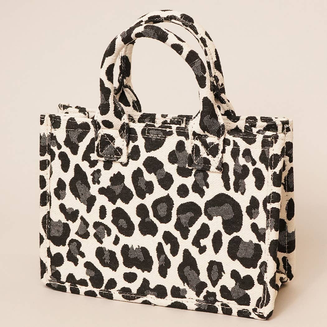Fashion City – Sacola - Mulher por atacado – Bolsa Mini Tote com Estampa de Onça e Alça Removível0