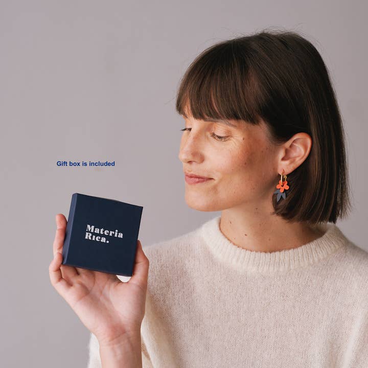 Materia Rica - Wholesale Hoop Earrings - Navy Blue Swallow