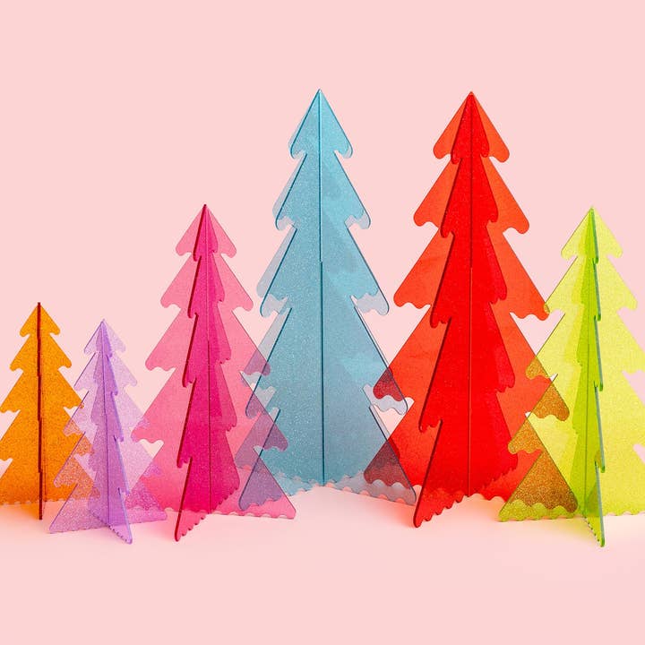 Acrylic Decorative Holiday Fir Trees - Asst Colors & Sizes for wholesale by Taylor Elliott Designs