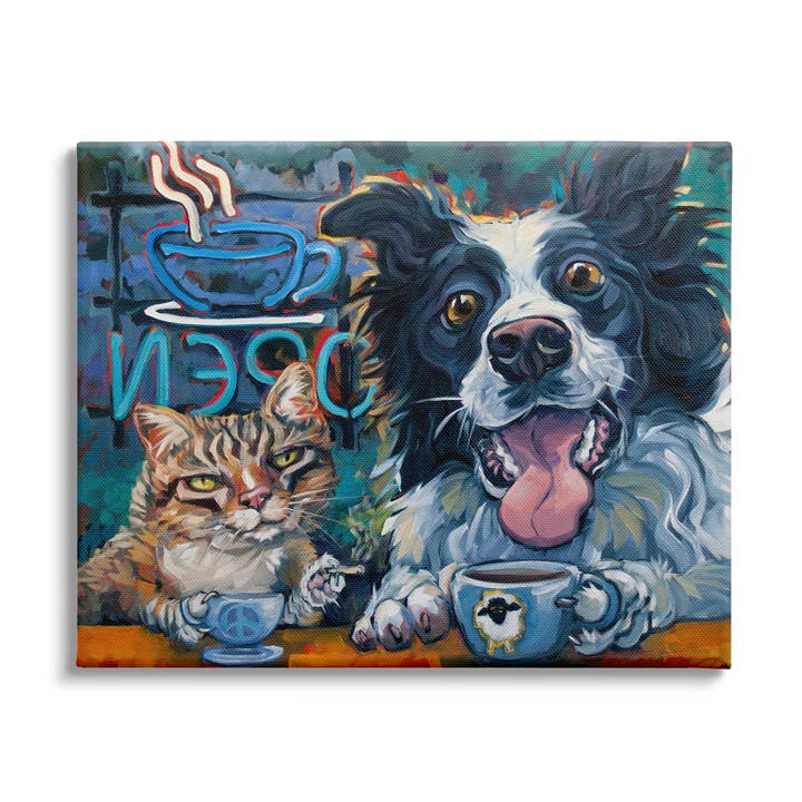 Lienzo para cafetería, diseño de mascotas, gato, perro para venta al por mayor de Stupell Industries