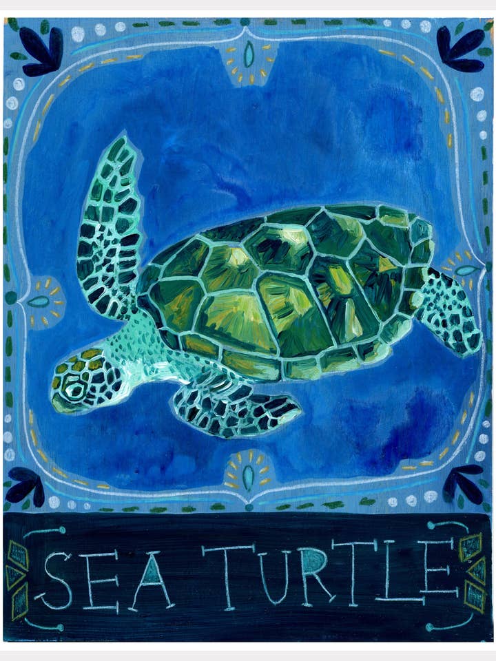 Totem animalier imprimé - Tortue de mer pour la vente par Jessica Swift