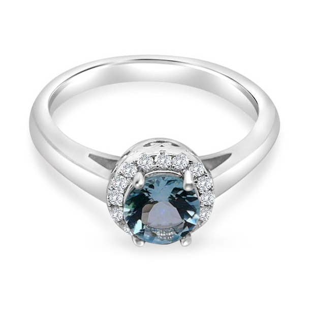 Light Blue Aquamarine Solitaire Ring in Art Deco Sterling Silver for wholesale by Blue Star Gems NY