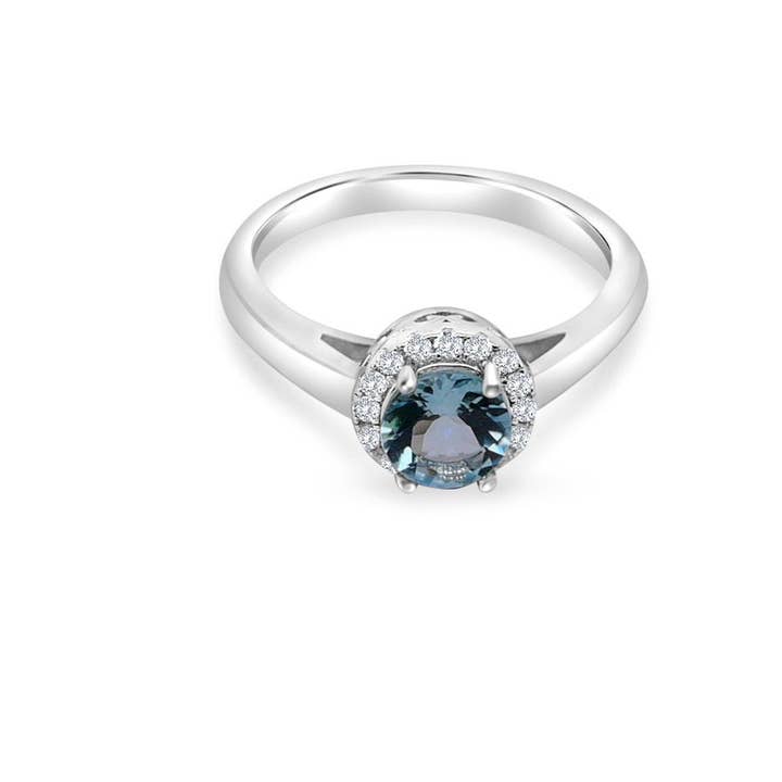 Hellblauer Aquamarin-Solitärring in Art-Déco-Sterlingsilber für den Großhandel von Blue Star Gems NY