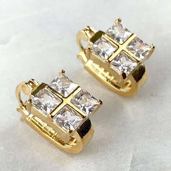 18k Gold Filled Square Hoop Earrings for wholesale by Luxus Accessories