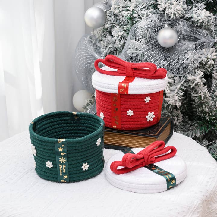 maison sympa - Wholesale Basket - Christmas Decorative Basket Cotton Rope Desktop Storage Bask