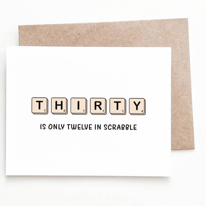 30th Scrabble Birthday Card for wholesale by Nine Two Design