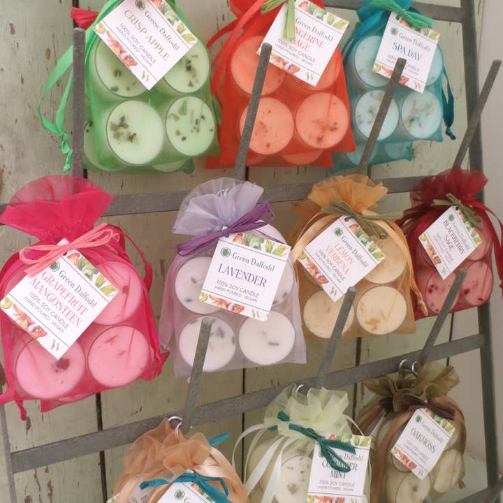 Green Daffodil Bath & Body - Wholesale Tea Light Candles - Georgia Peach Soy Candle Tealight 4-Pack