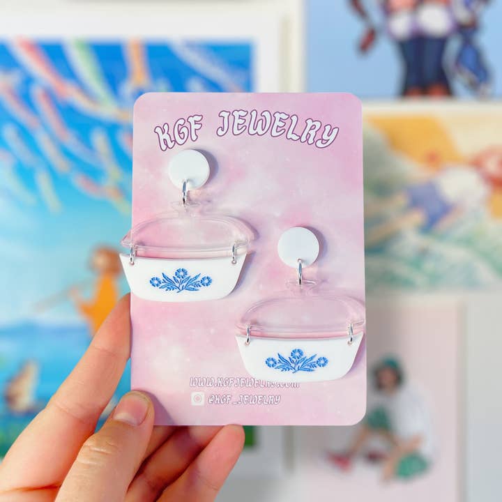 Corningware Dish Handmade Acrylic Earrings & Keychains and other Purchase Wholesale channel. Free Returns & Net 60 Terms on Faire trending on Faire.