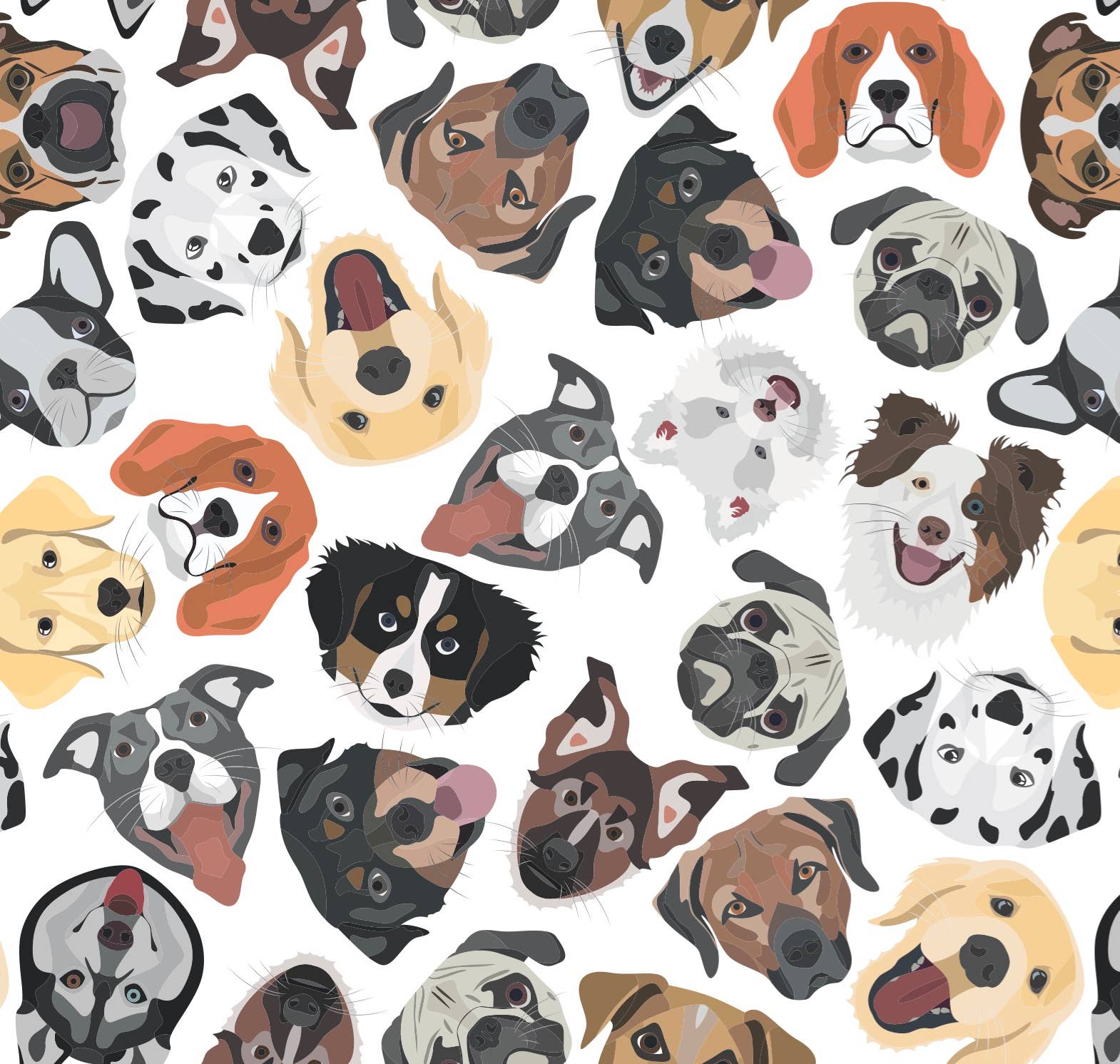 Stesha Party - Wholesale Flat Wrap - Various Dog Breeds Gift Wrapping Paper1