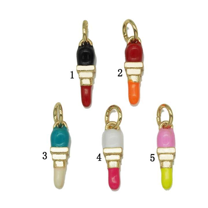 Enamel Lipstick Pendant, Sku#F1461 for wholesale by BestBeads&Beyond
