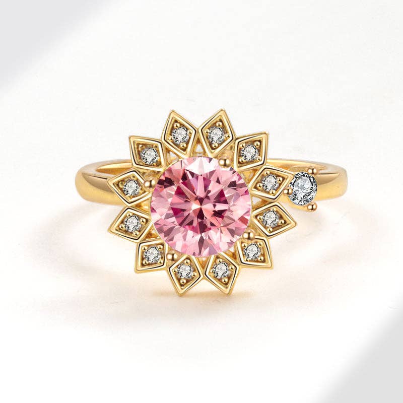 Perimade & Co. LLC – wholesale Band/stacked ring – Dainty Sunflower Anxiety Fidget Spinner Ring in Solid Copper0