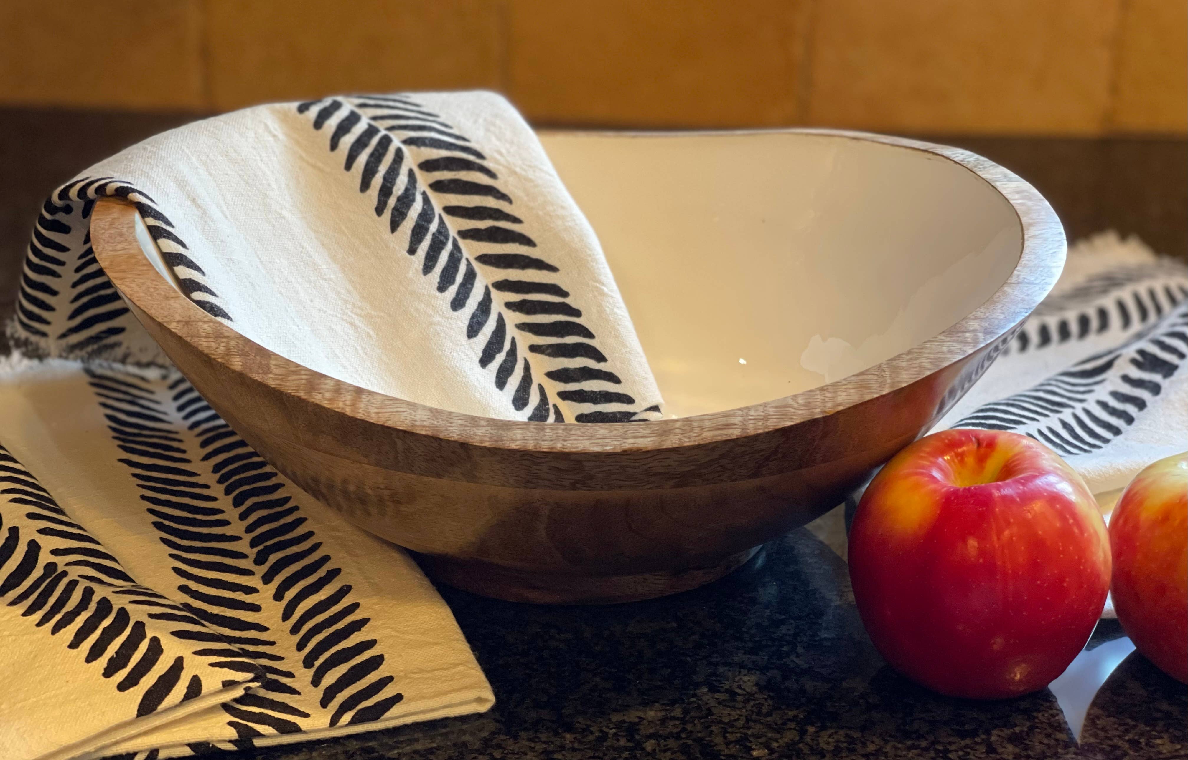 Rich Home Linens - Wholesale Serving bowl - Gift Set - Wooden Serving Bowl with 2 Dish Towels7