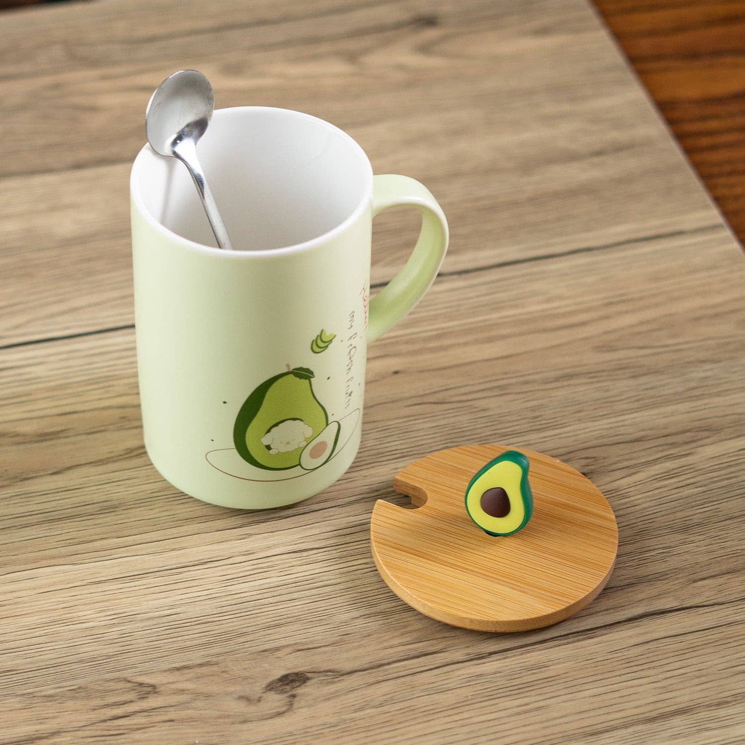 Urban Tokyo - Wholesale Coffee Mug - Avocado 12oz Mug With Lid and Spoon (10/30)4