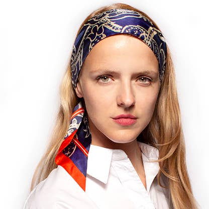 Embroidery blue twilly for wholesale by Hellen van Berkel HeartMadePrints