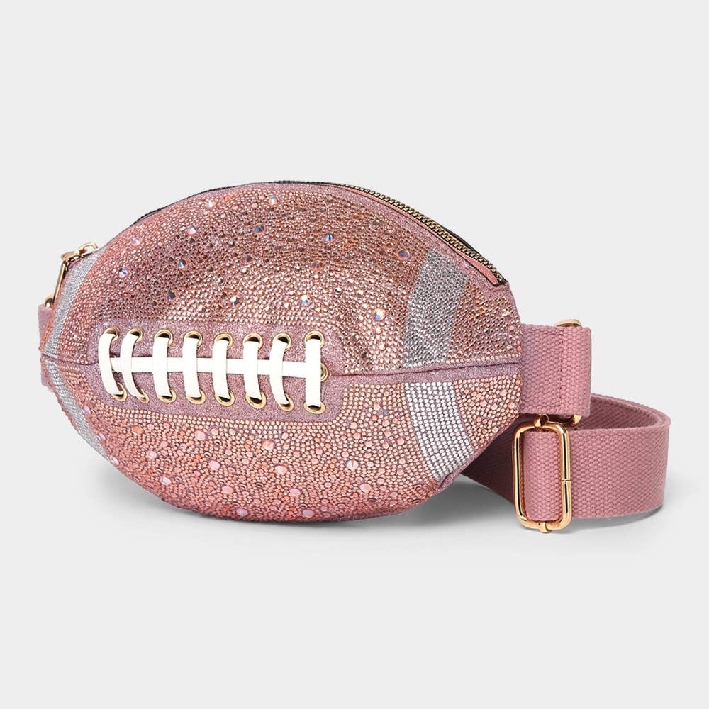 Sensibling Corp. - Wholesale Belt Bag - Women's - Bling Studded Game Day Football Shape Fanny Pack / Sling Bag13