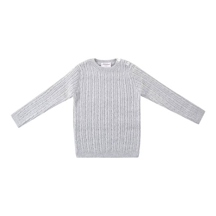 Simon, Snoet sweater 100% merinould, Grå for engroshandel hos Kidiwi handmade