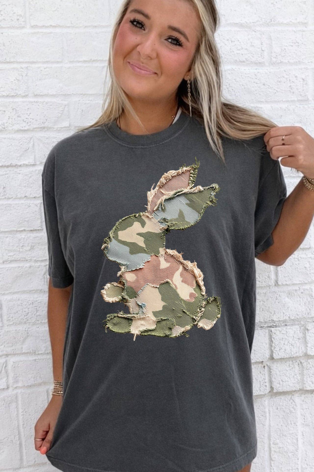 Ace of Grace - Wholesale T-Shirt (Graphic) - Women's - Faux Patchwork Camo Bunny Tee0