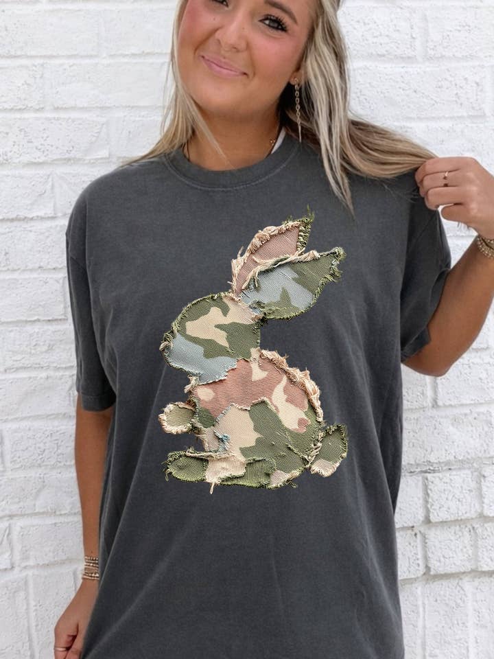 Ace of Grace - Wholesale T-Shirt (Graphic) - Women's - Faux Patchwork Camo Bunny Tee