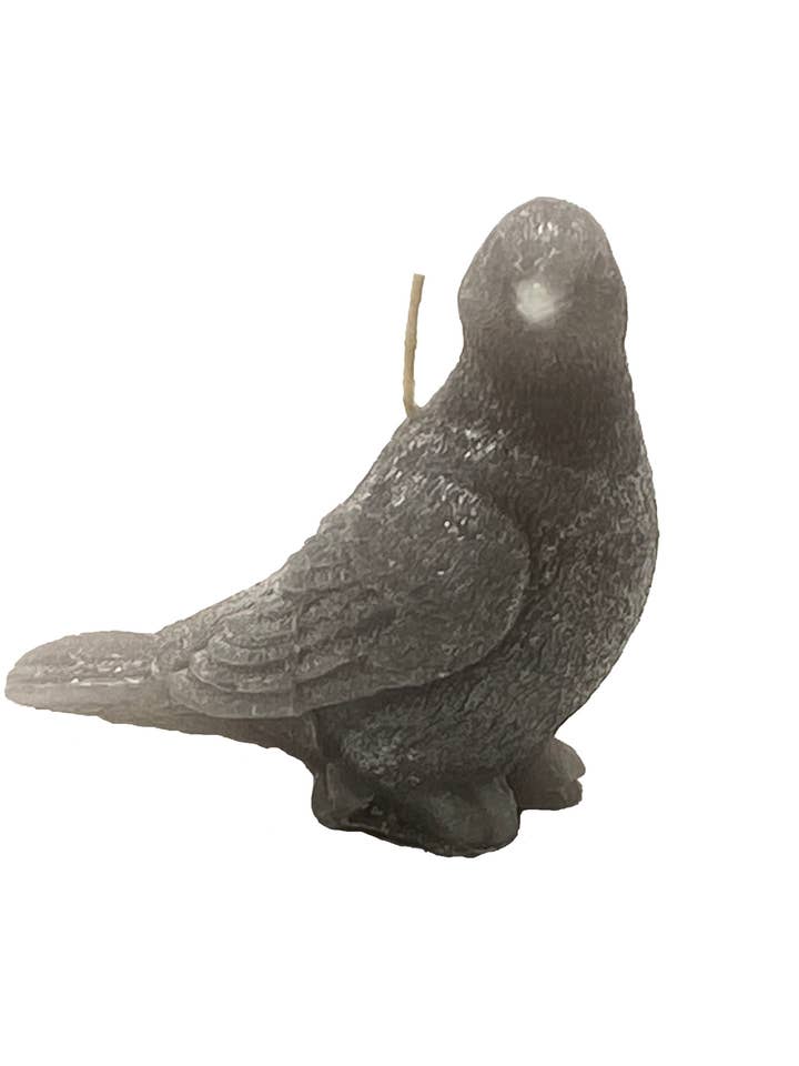 Grey Moulded Bird Candle, carton of 24 for wholesale by Talla Imports