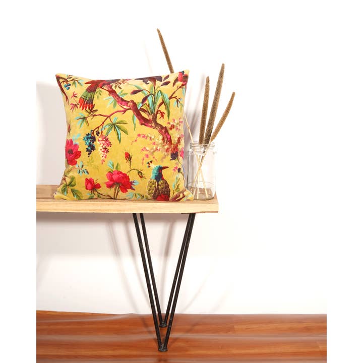 Linen Connections - Wholesale Throw Pillow Cover - Mexican Painter Velvet Pillow Case - Pale Yellow