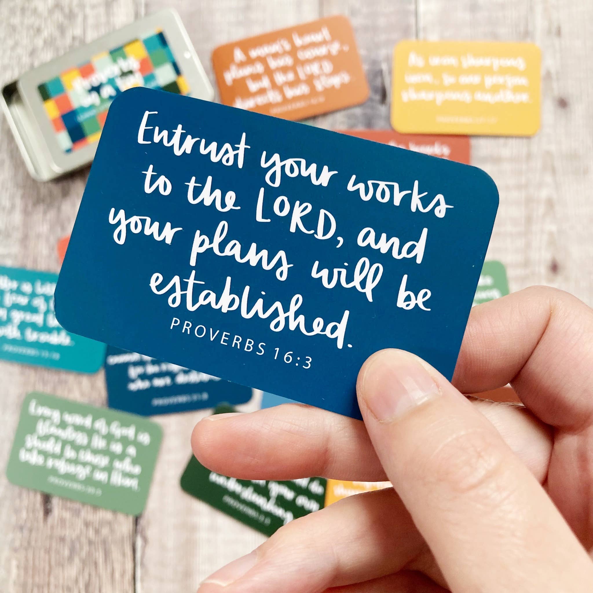 Hope and Ginger – wholesale Religious card – Proverbs in a Tin - 15 Hand-lettered Scripture Cards3