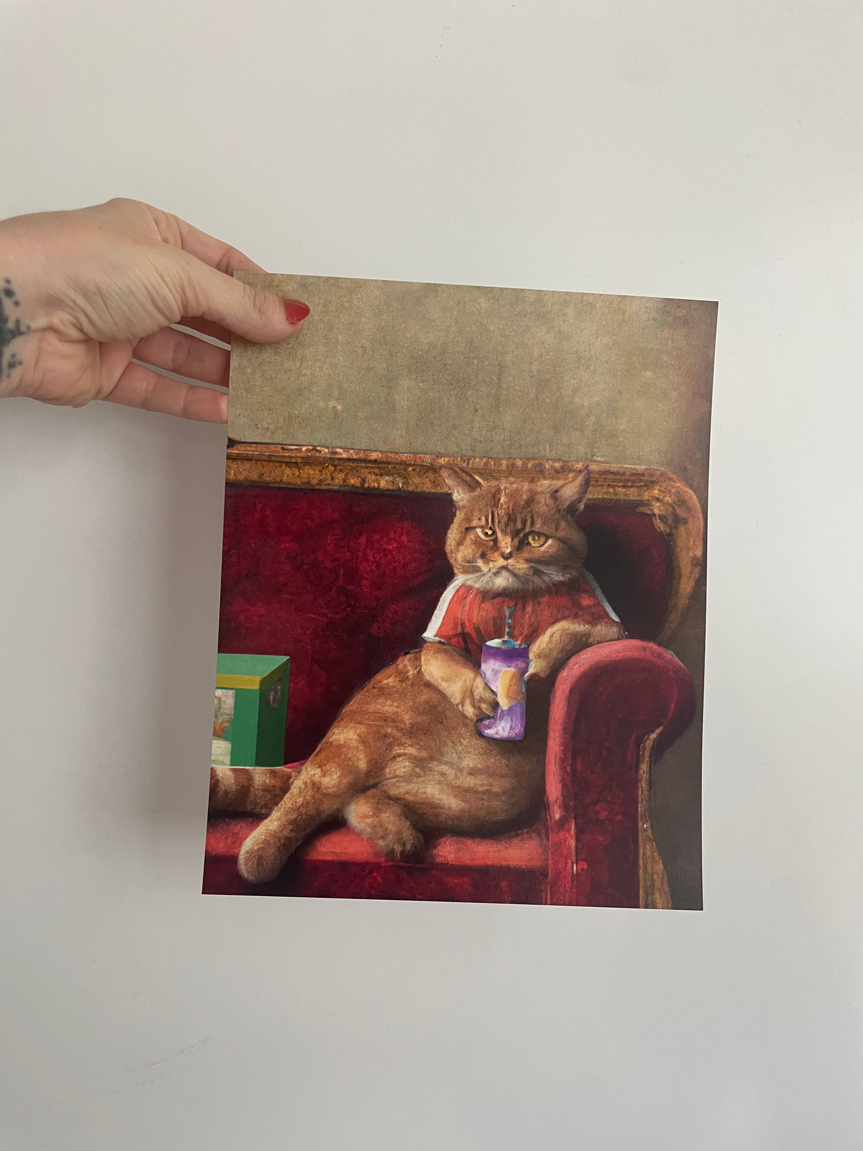 The Wolfshop – wholesale Art print – Art Print - Couch Kitty Renaissance Fancy Cat1