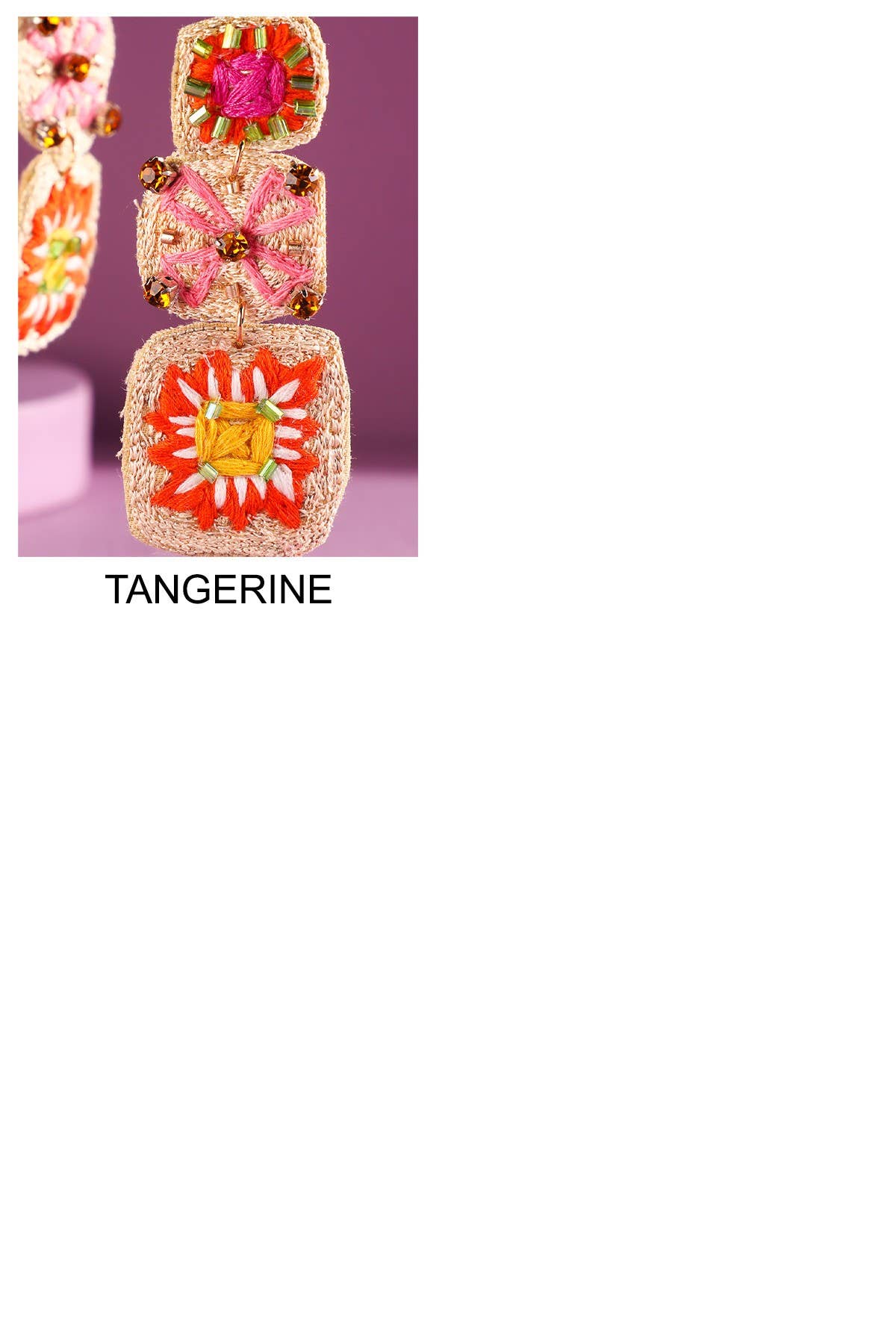 Urbanista - Wholesale Dangle Earrings - Hand Sewed Indian Flower Dangle Earrings 3