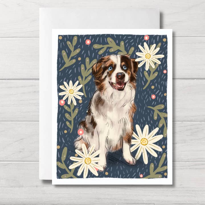 Tarjeta en Blanco de Perro | Pastor Australiano | Tarjeta en Blanco para venta al por mayor de Fable & Sage