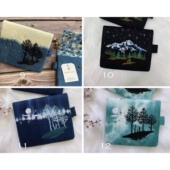 Maple Dream Store - Vendita all'ingrosso Portafogli - Donna - Portafoglio| Mini portafoglio in lino ricamato a mano - tono blu