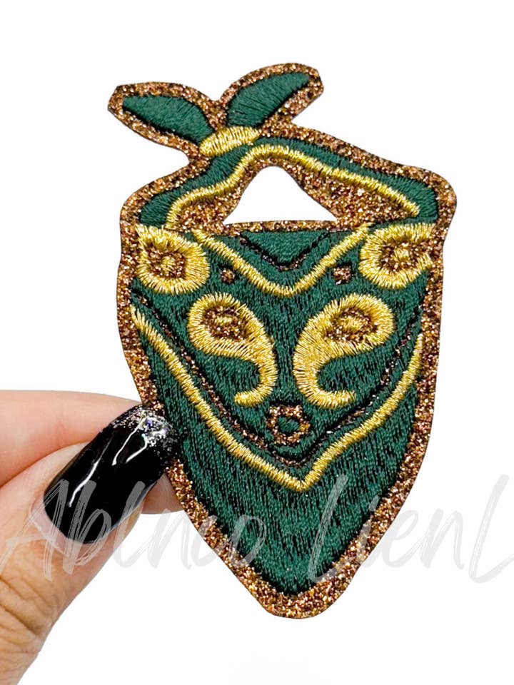 green bandana glitter embroidery patch iron on for wholesale by ABLNco