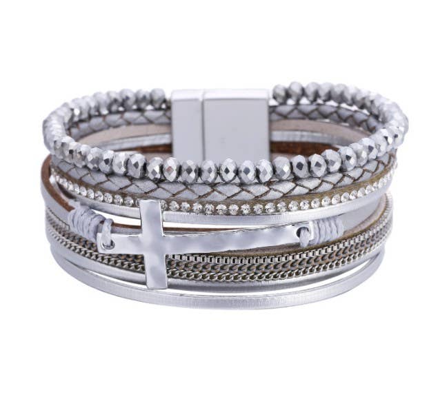 Maya J - Wholesale Woven/Braided Bracelet - Bohemian Vegan Leather Cuff Bracelets - Full Display27