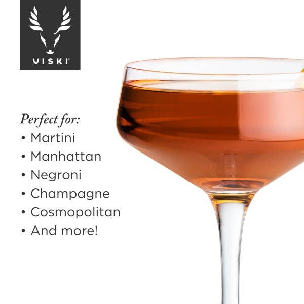 Viski - Wholesale Cocktail/Liquor Glass - Rayeâ„¢ Angled Crystal Coupe Glasses - Set of 2 by Viski