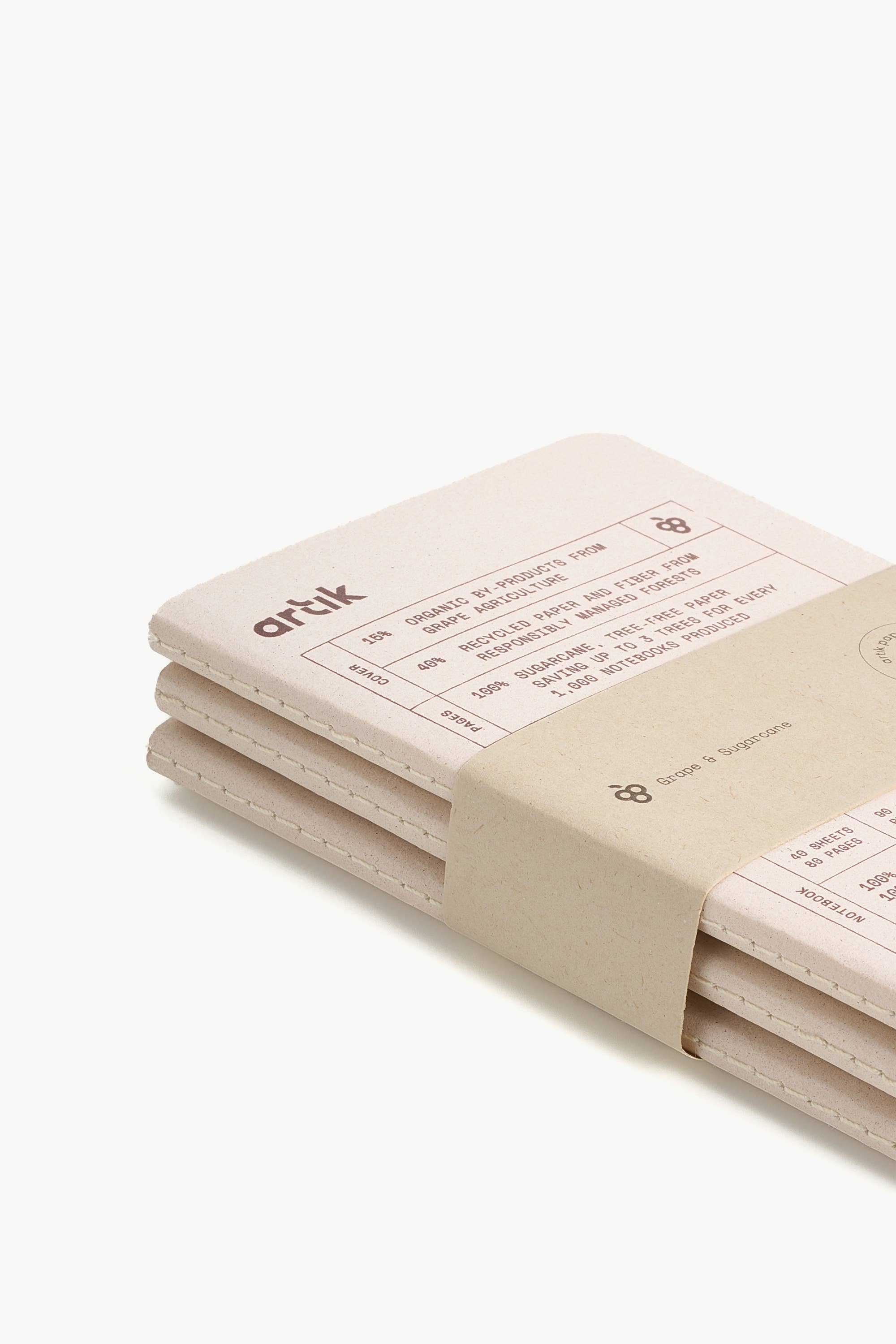 Artık - Wholesale Notebook - Artik Pack Of 3 Pocket Singer Sewn Notebooks | Ruled | Grape1