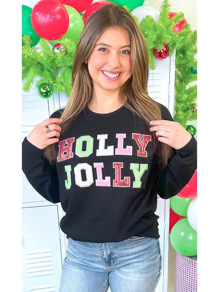 Sugar Stitch - Wholesale Sweatshirt - Women's - Holly Jolly Sequin Christmas Graphic Sweatshirt3