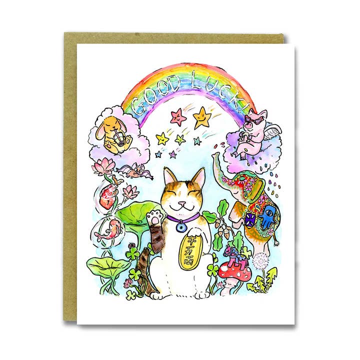 Good Luck card for wholesale by SquidCat, Ink