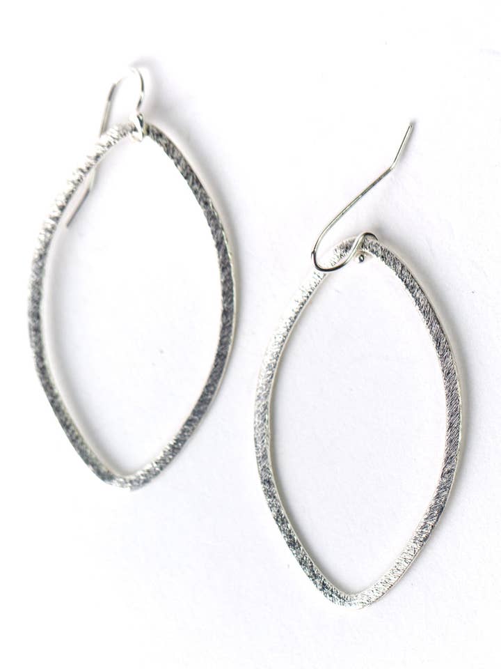 Brushed Silver Oval Frame Statement Earrings for wholesale by Anne Vaughan Designs Jewelry
