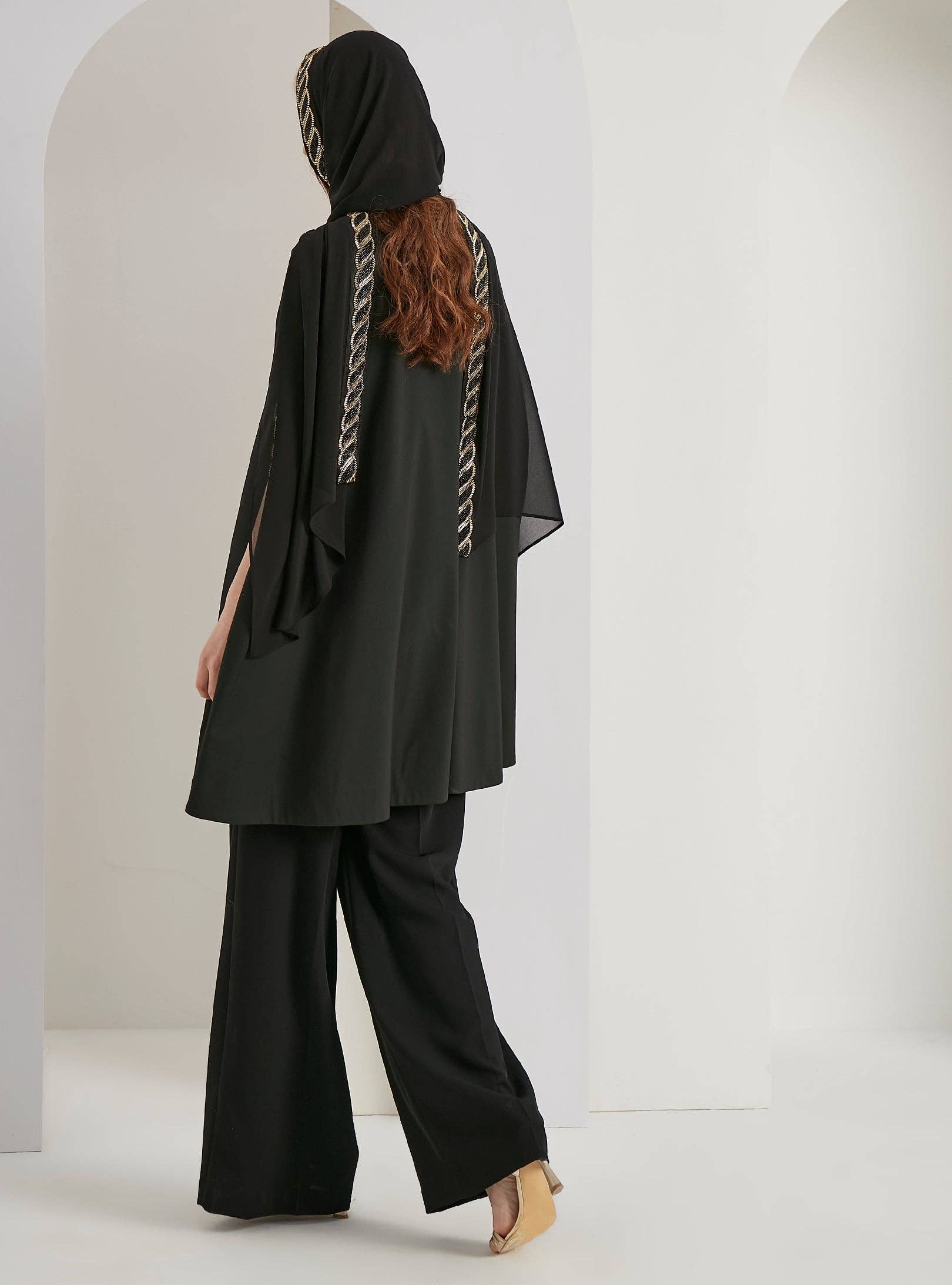 Store WF - Wholesale Top & Pant Set (NOT Loungewear) - Women's - Black Embellished With Embellished Scarf Set5
