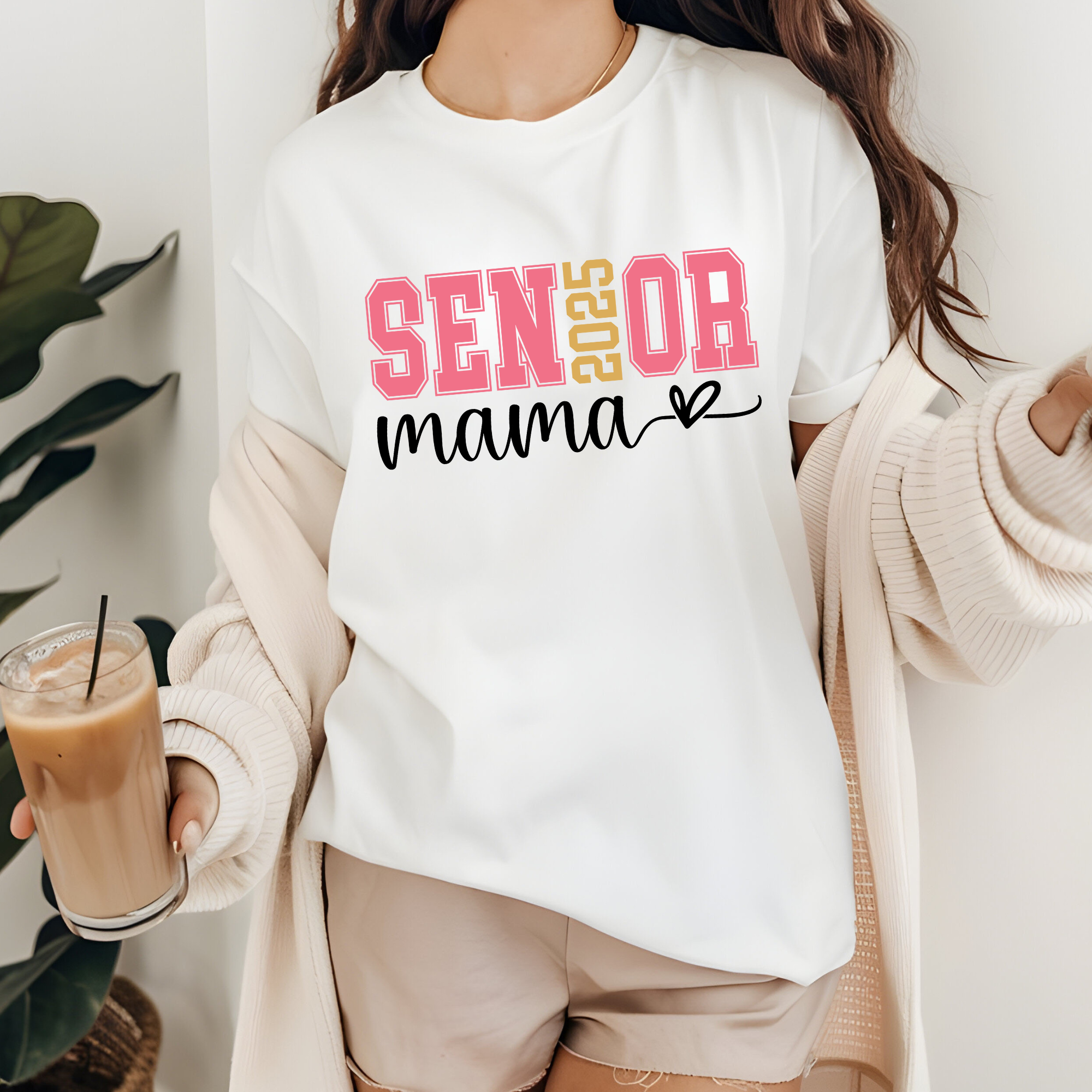 White Senior 2025 T-Shirt Back to School Apparel Senior Mama  for wholesale on Faire0