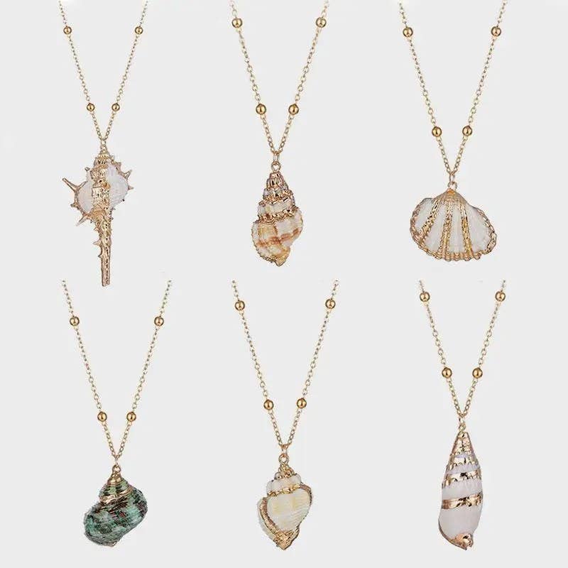 Syrrios Gifts LLC - Wholesale Pendant/Charm Necklace - Gold Sea Shell Pendant Necklace – Scallop, Murex, Whelk17