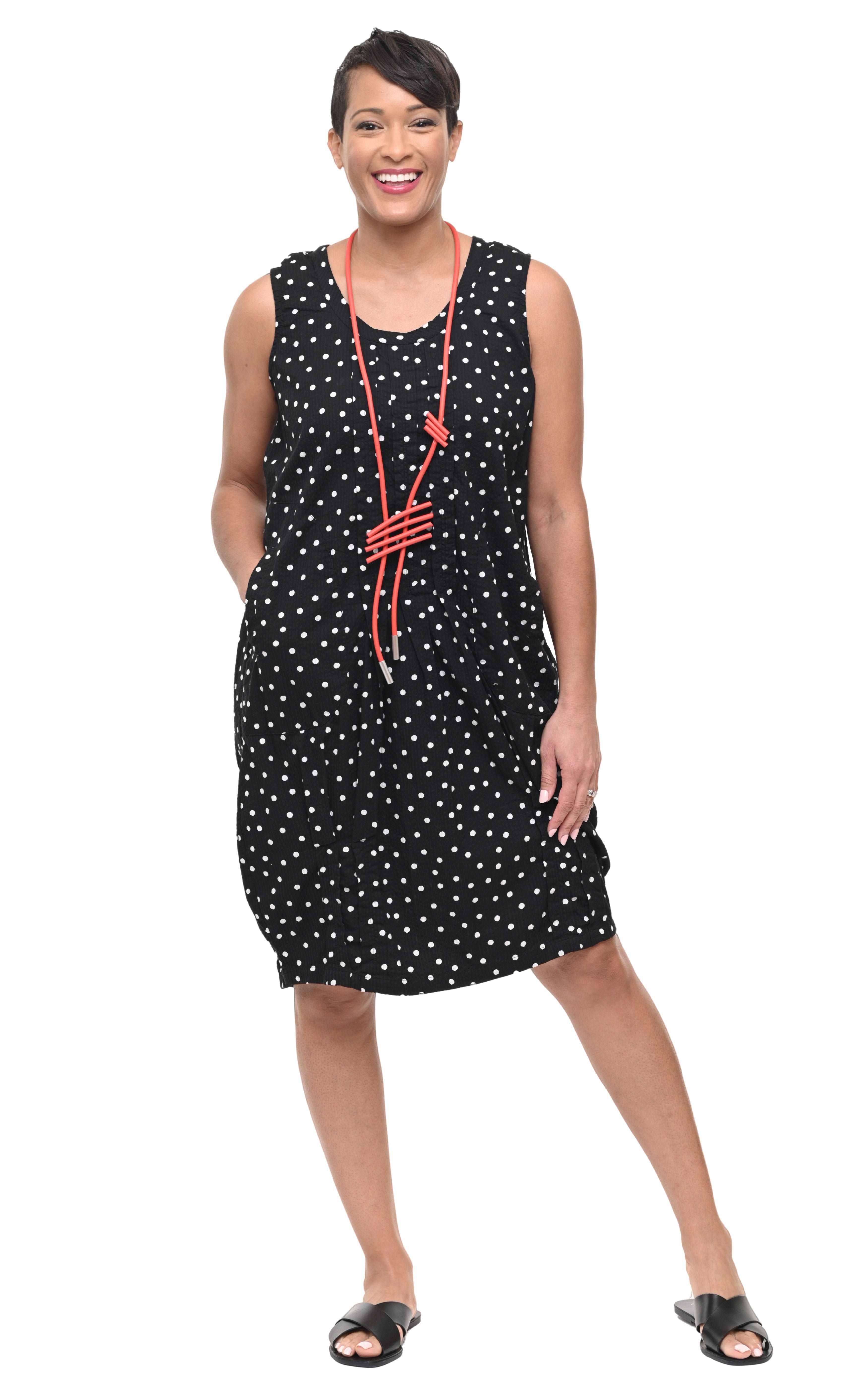 Tulip Clothing - Vente Robe – femme - CV177 Robe Santa Fe en Seersucker à Pois Noir et Blanc*1