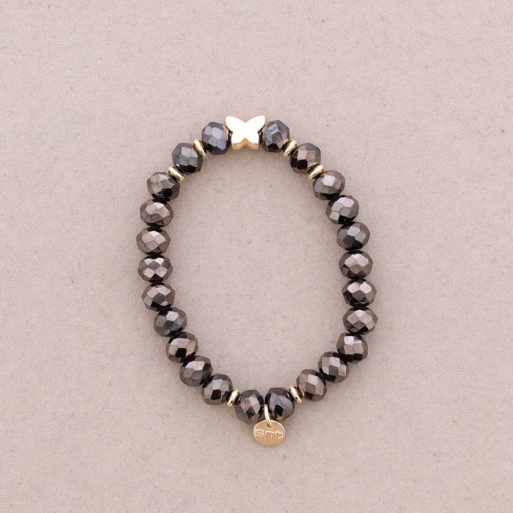 Sonata - Wholesale Beaded Bracelet - Elastic Bracelet with Faceted Crystal Butterfly Metal12